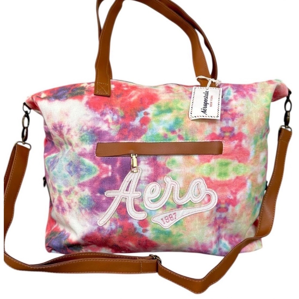Aeropostale Duffel Bag OS Multicolor Tie Dye Aero 1987 Weekend Travel Gym Boho